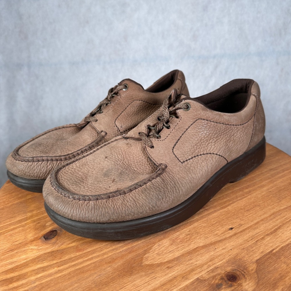 SAS Time Out Walking Shoes Mens 14 M Brown Leather Moc Toe Comfort Oxford Good